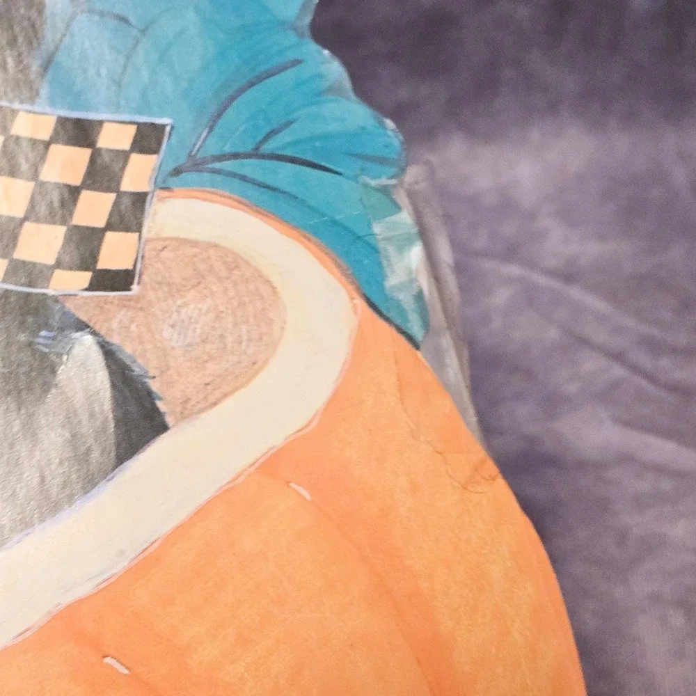 Vintage‎ Black Cat In Pumpkin Cardboard Die Cut Decoration Halloween